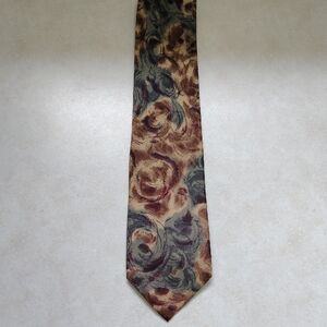 Diamond Supply Co Brown, Berry, and Green Artistic Floral Silk Tie